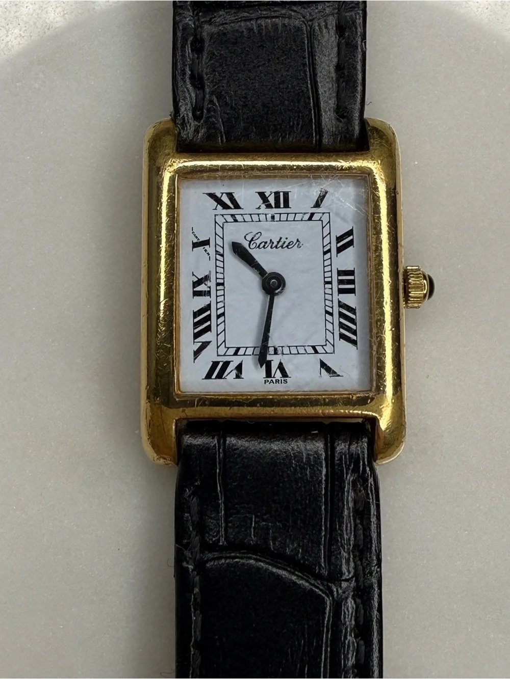 Auth Vintage Cartier Tank 18k Electroplated 1970s 21x28mm Manual Wind Movement